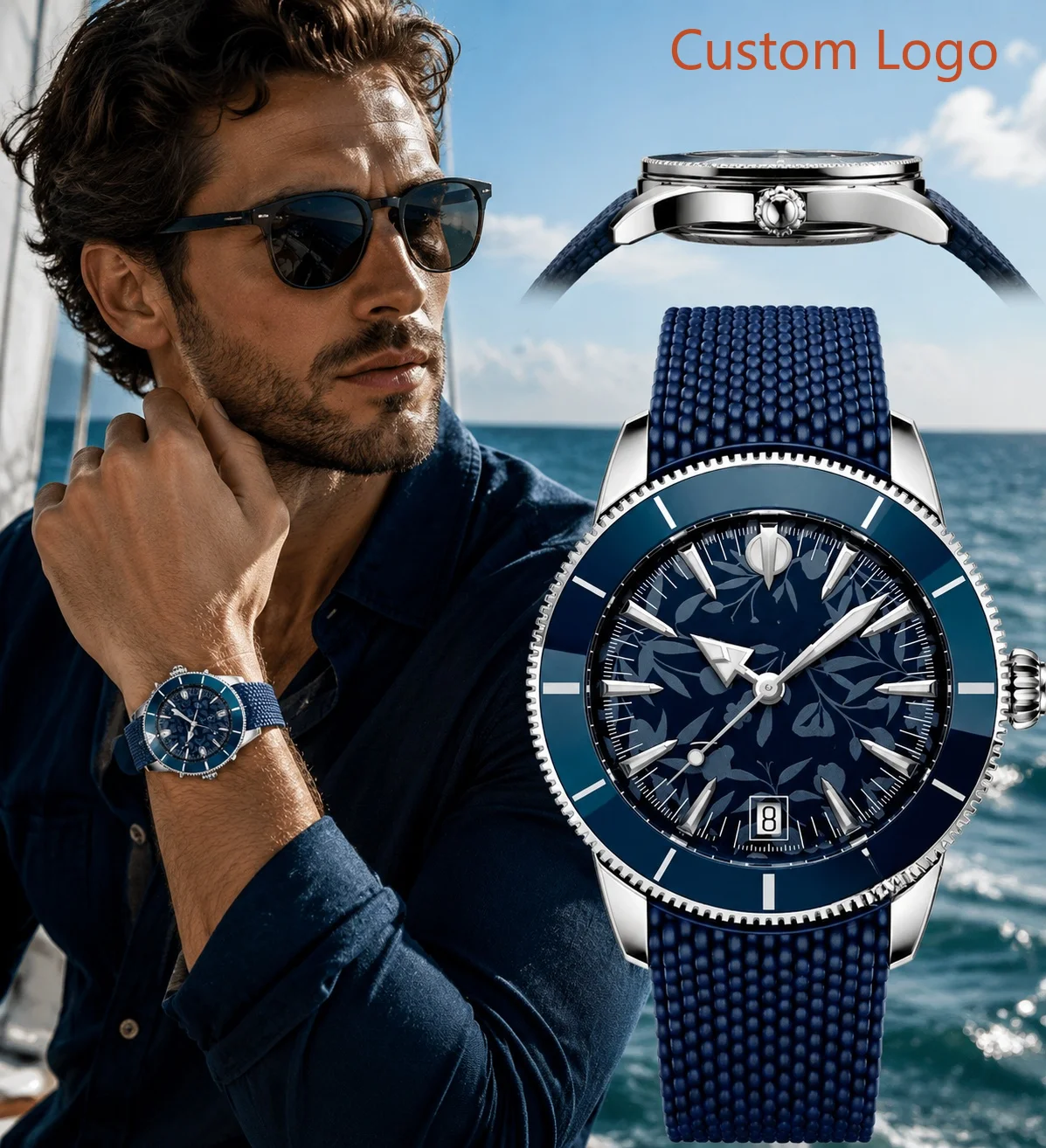 Luxury Watch Strap - Men 46mm Diving Automatic Watch Rotating