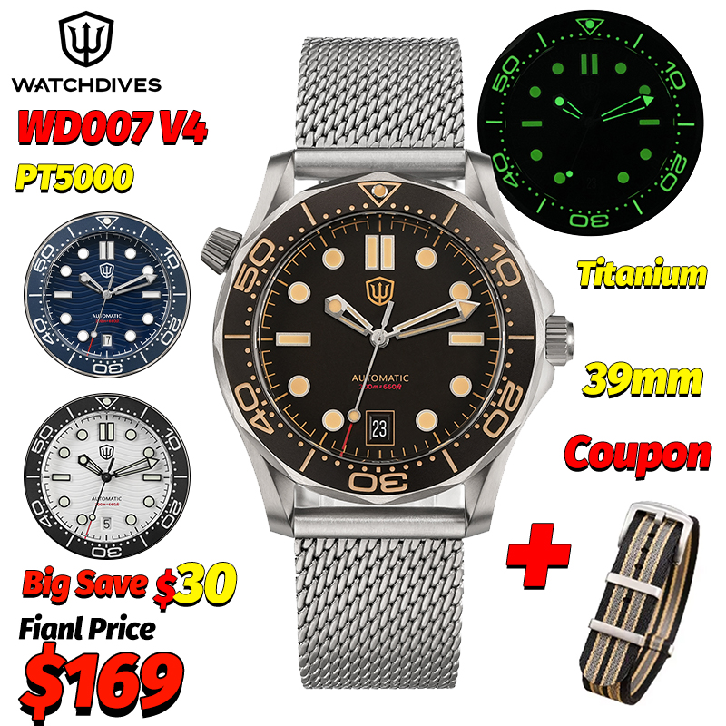 Watchdives Wd007 V4 39Mm NTTD  - Titanium Sport Watch ulasan dan harga