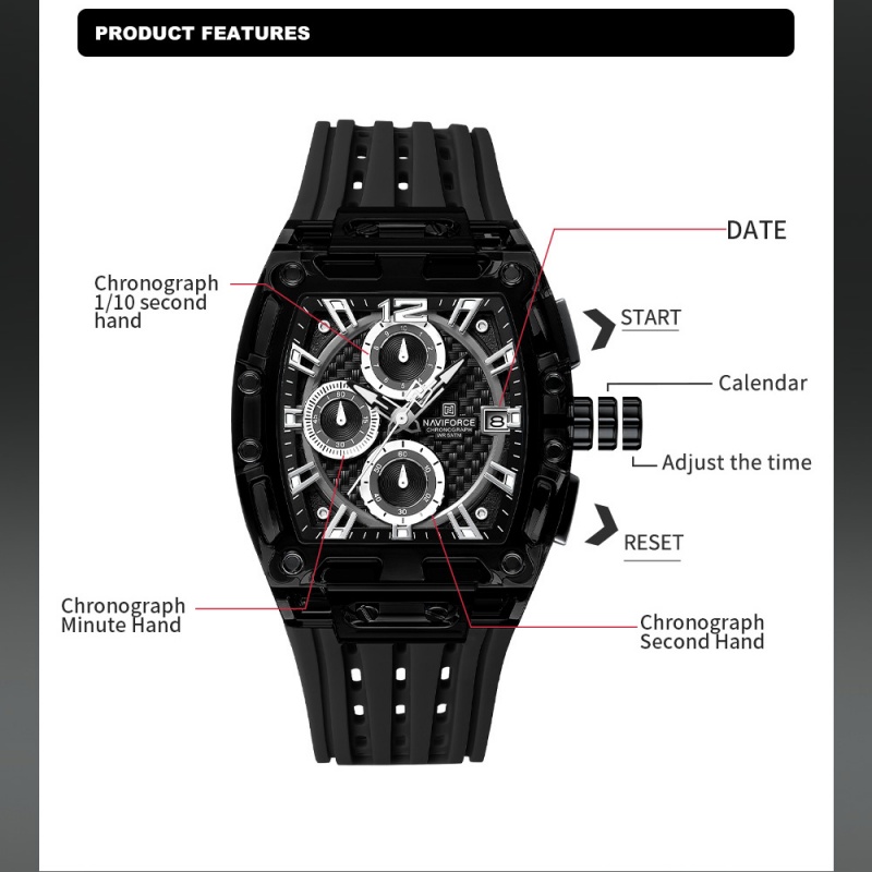 NAVIFORCE Man's Watch 5ATM Wat - Luxury Watch Strap ulasan dan harga
