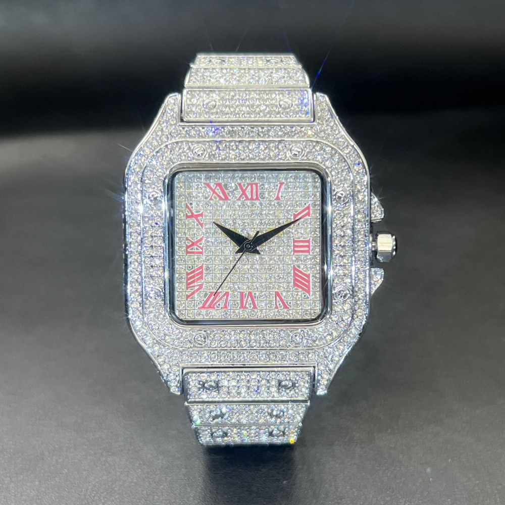 MISSFOX Iced Out Men Watch Squ - Luxury Watch Face ulasan dan harga