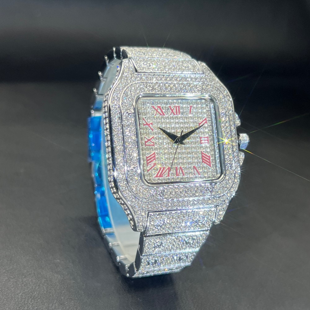 MISSFOX Iced Out Men Watch Squ - Luxury Watch Face ulasan dan harga