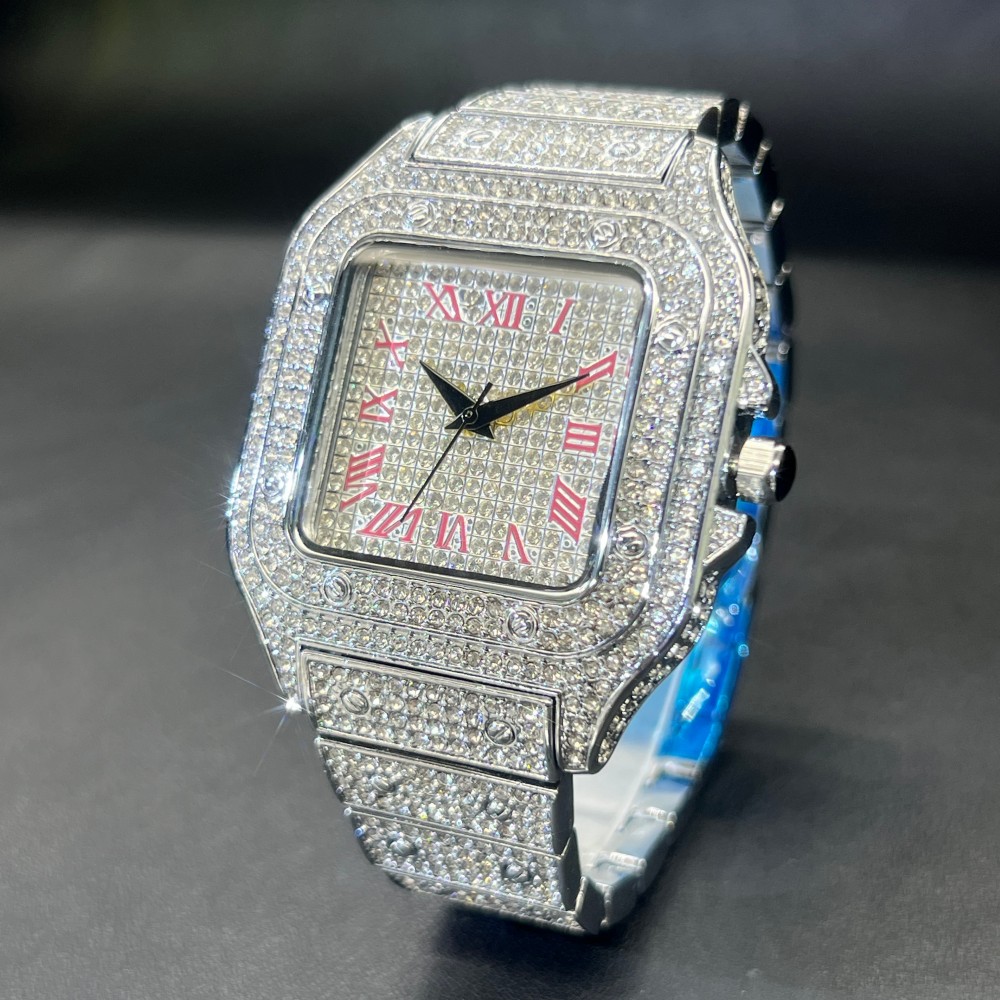 MISSFOX Iced Out Men Watch Squ - Luxury Watch Face ulasan dan harga