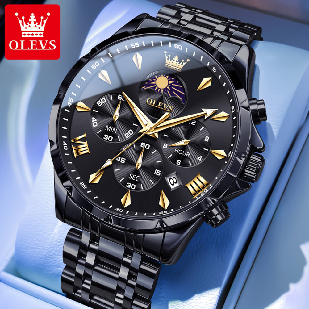 OLEVS 3653 Brand Moon Phase Ca - Luxury Watch Affordable ulasan dan harga
