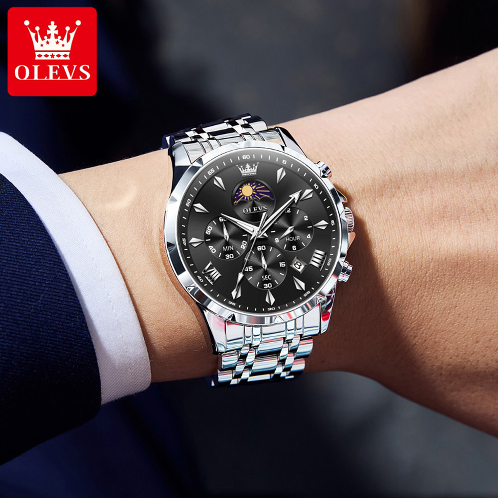 OLEVS 3653 Brand Moon Phase Ca - Luxury Watch Affordable ulasan dan harga