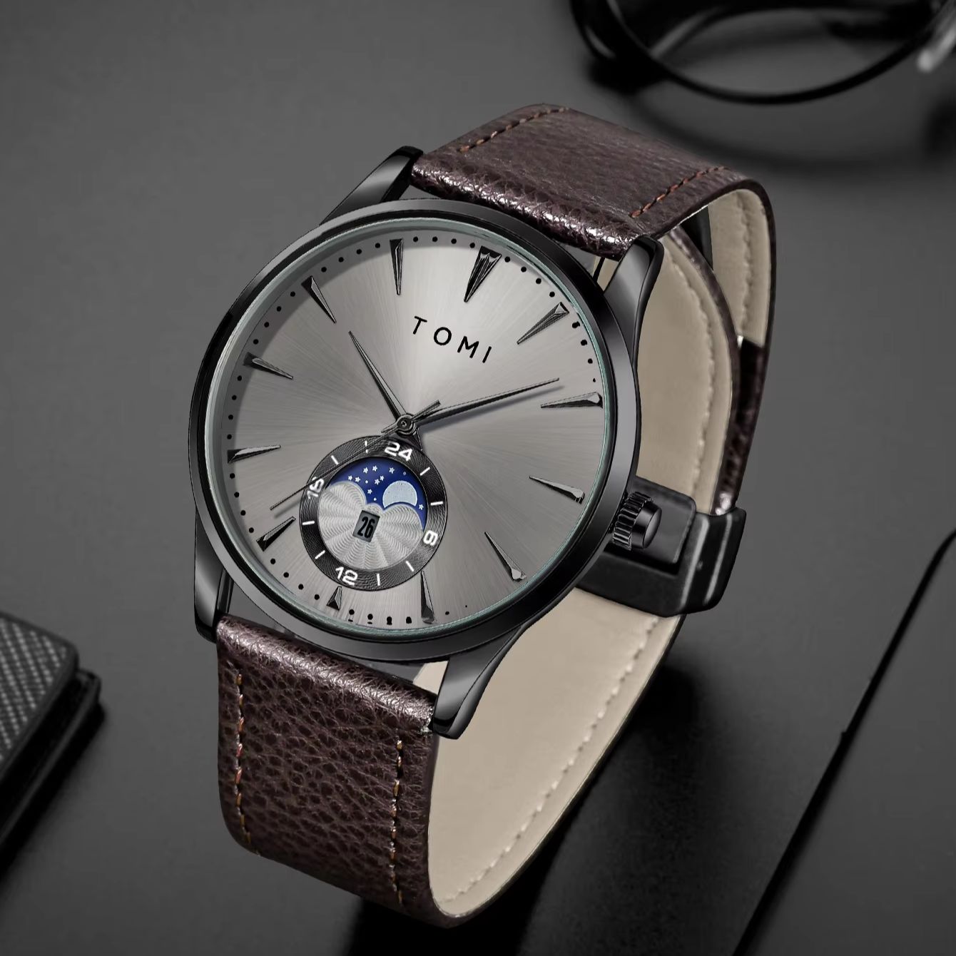 TOMI 2Pcs Men's Watch Gift Set - Luxury Watch Business ulasan dan harga